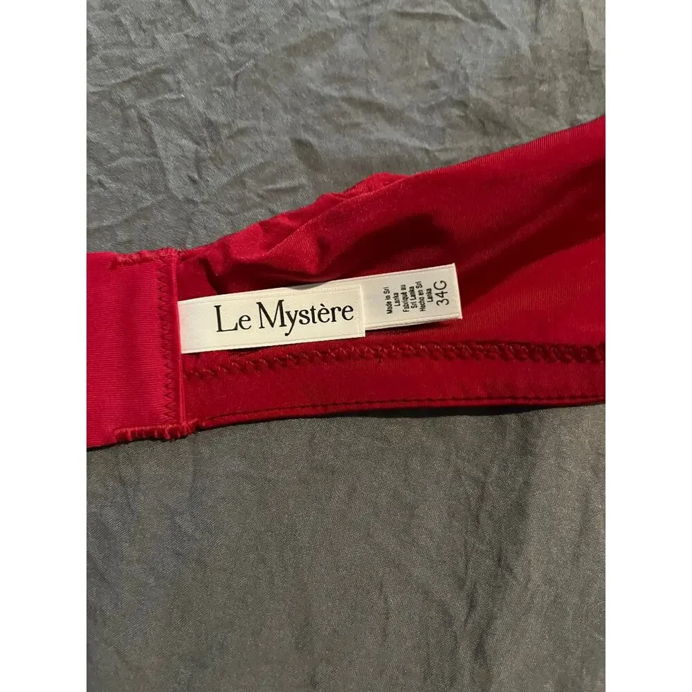 NWT Le Mystere Lace Underwire Bra Red Floral Full Support Women’s 34G - Picture 3 of 4